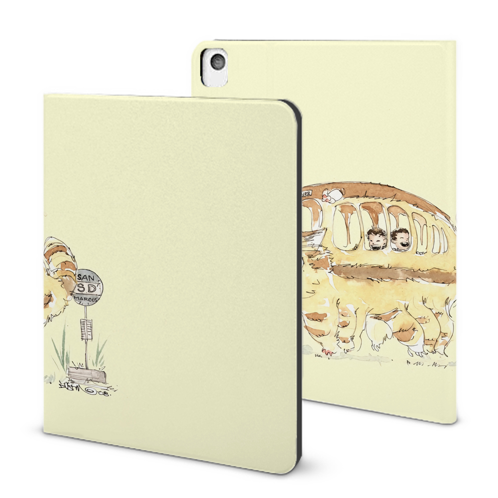 （画像用） となりのトトロ 草壁メイ 草壁サツキ My Neighbor Totoro Satsuki Kusakabe Mei Kusakabe IPadケース ペンホルダー付き ブックスタイルデザイン